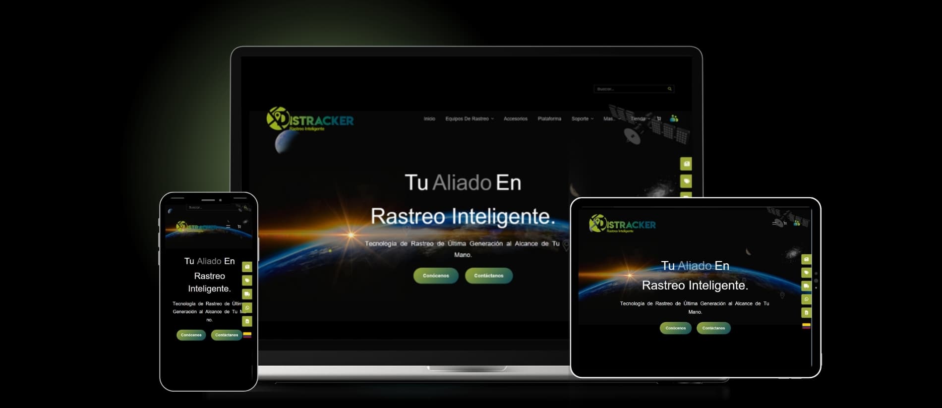 Distracker.co en escritorio, tablet y celular