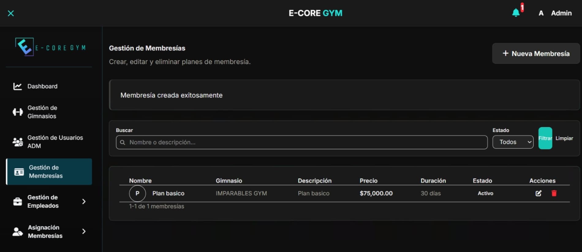 Creación y edición de planes de membresía