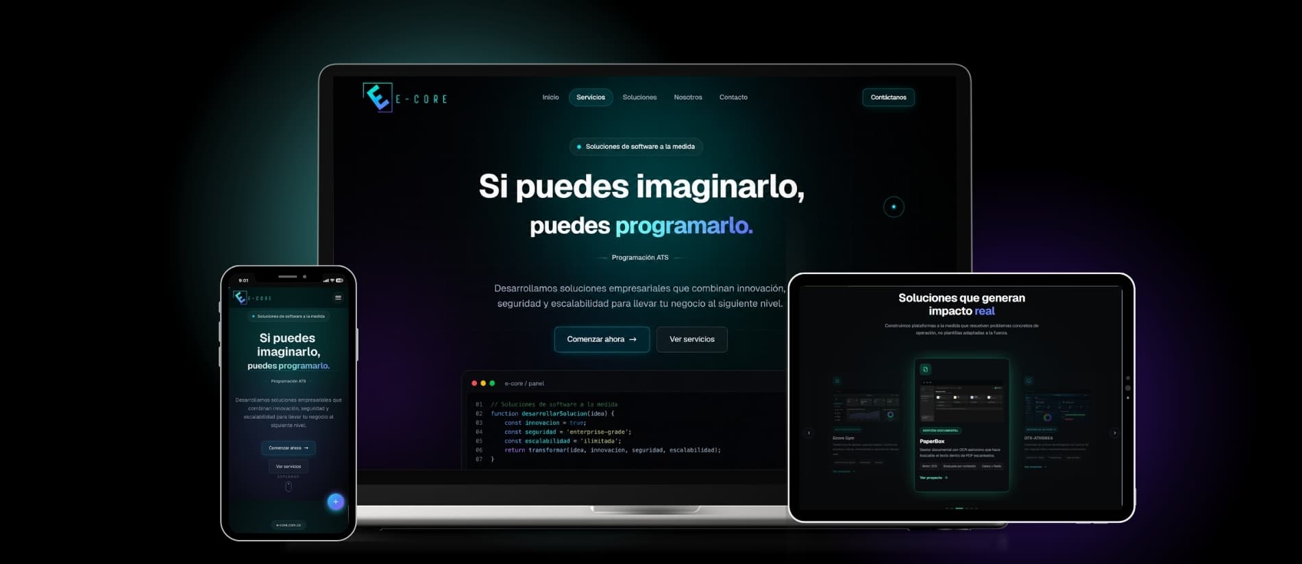 E-CORE, sitio corporativo desarrollado en Next.js