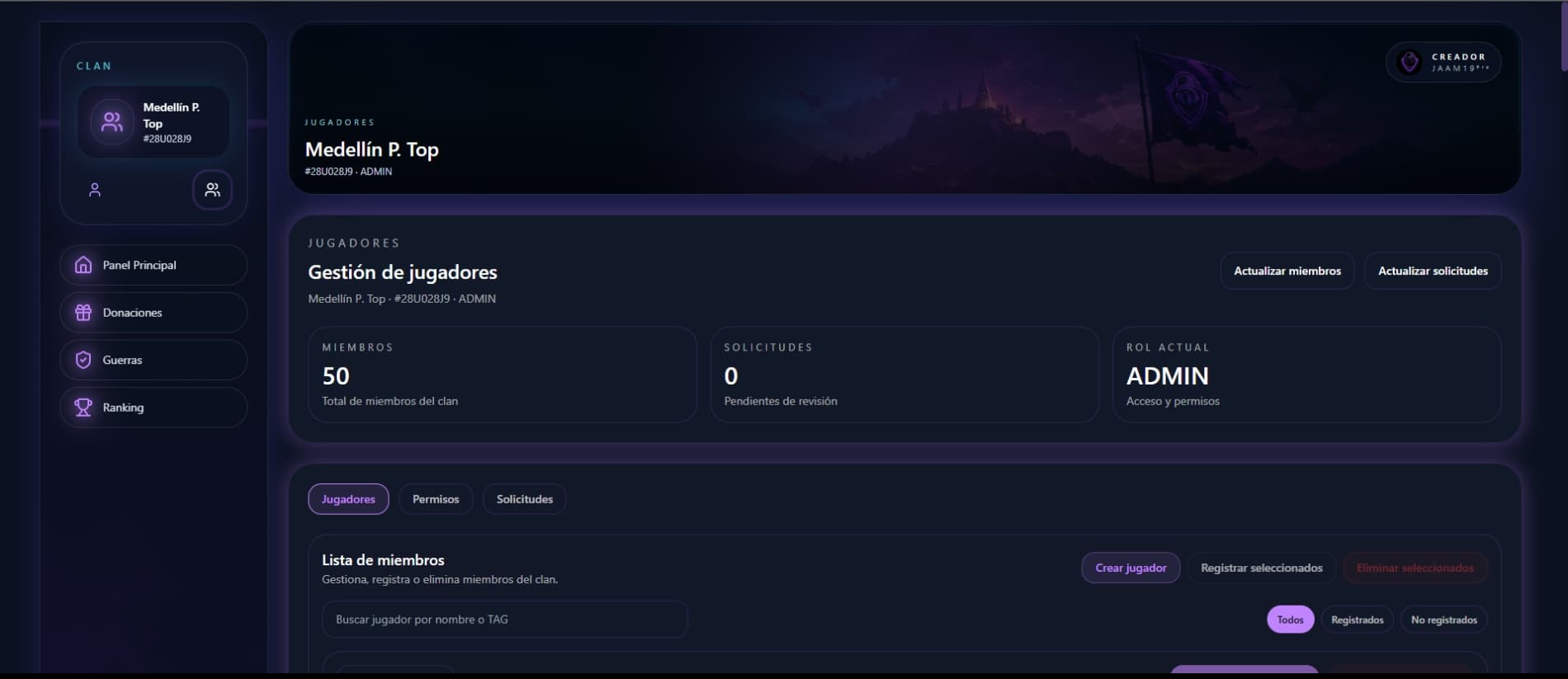 Gestión de miembros y roles
